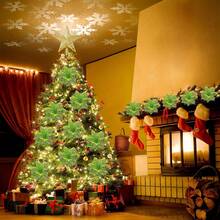 12pcs Christmas Poinsettia Artificial Flowers Decorations 5.5" Christmas Tree Wreaths Garland Decoration Glitter Flowers Picks Decor For Xmas New Year Wedding Party Ornaments - Green - View 2