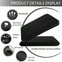 MX    Gel Seat Cushion For Long Sitting Extra Thick Gel Cushion For Wheelchair Soft Chair Pads Cushion For Office Home Chairs Car Seats Long Trips Back Sciatica Hip Tailbone Pain Relief Cushion Black - 黑色 - 查看 4