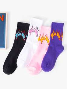 1/4/5 Pairs Mid-Calf Socks In Rock And Hip-Hop Style For Autumn And Winter, The Preferred Choice For Street Trendsetting Youths