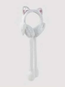 1pc Cute Plush Rabbit Ear Muffs With Shimmery Movable Ears, Warm Ear Covers Suitable For School, Party Outfit - Solid Color - View 8