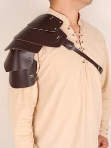 1 pièce Armure d'épaule médiévale en PU, protection d'épaule ajustable à une seule épaule, harnais de guerrier viking, gladiateur, samouraï, chevalier. Accessoire de costume d'Halloween pour hommes - A - Voir 9