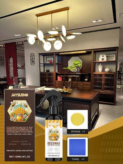 Pulidor y acondicionador de muebles de cera de abeja 3 en 1 - Fórmula natural de cera de abeja, nutrición profunda, prevención de grietas, apto para todo tipo de muebles de madera, incluida la madera maciza y la madera de rosa - Renovación y brillo sin olor