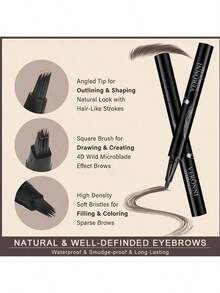 1PC Waterproof Liquid Eyebrow Tint With Brush, Smudge-Proof Liquid Eyebrow Pencil For Precise, Natural-Looking Brows, Long-Lasting, Smooth Application For Natural Wild Brow Look, Suitable For All Skin Types