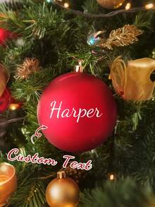 1-100个定制个性化亮面哑光圣诞球装饰品，可定制姓名的红色圣诞装饰品，雪花名字装饰品，定制圣诞礼物，姓氏圣诞装饰品。个性化“圣诞快乐”标牌，搭配节日装饰品，非常适合圣诞树装饰和独特的秘密圣诞老人礼物，圣诞装饰品，圣诞礼品用品。 - 彩色 - 查看 5