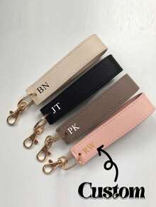 定制PU皮革钥匙扣，带环，优雅手工包包挂饰，汽车挂钩，独特时尚配饰，可定制姓名，送给她的最佳礼物，圣诞礼物，情人节礼物，母亲节礼物，教师节礼物，感恩节礼物，学习用品，返校礼物，大学礼物，同事礼物，旅行收纳包，2000年代风格 - 彩色 - 查看 5