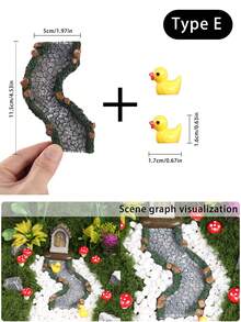 1 Mini Outdoor Stepping Stone Step With 2 Ducklings, Suitable As Accessories For Miniature Models, Miniature Landscapes, And Fairy Gardens. It Is Very Suitable For Miniature Houses, Dollhouse Miniature Models, DIY Handmade Park Paths, And Miniature Landscapes As Landscape Materials