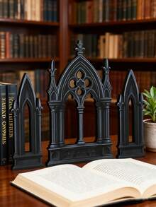 3件套哥特式黑色窗拱装饰，复古教堂风格书架摆件，书柜装饰，恐怖鬼屋美学家居装饰，城堡窗户装饰，适用于客厅、卧室、办公室 - 彩色 - 查看 10