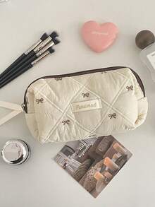 Große Kapazität tragbare Kosmetiktasche Kaffee Schleife Beere Schleife Schönheitstasche Stoff weich Reißverschluss Kosmetiktasche Kulturtasche Aufbewahrungsbox Zuhause & Reise täglicher Gebrauch süßes Schleifen-Design Mehrstufige Aufbewahrung Reise Kosmetiktasche Kulturtasche Reisenotwendigkeit Rückkehr zur Schule Muss-haben Reisebegleiter Kreuzfahrt Reisetasche, Make-up Tasche, Kosmetikkoffer, Make-up Tasche, Aufbewahrung, Weihnachtsgeschenke, Tasche, Reise, Geschenke für Frauen, Frauen Tasche, Clutch / kleine Handtasche, Make-up Organizer, Tasche, Pinselhalter, Mini Tasche, Große Kapazität Tasche - Kaffeebraun - Übersicht 17