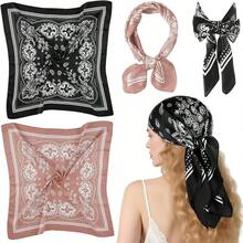 Silk Scarf Scarf Women 248Pcs, Satin Bandana Hair Scarf Boho Headwear Beach Travel Holiday Decors - 2 Petite + Đen, Nâu - Xem 2