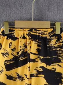 2pcs/Set Boys Graffiti Ink Print Long Sleeve Hoodie Sweatshirt + Straight Leg Pants, Autumn/Winter