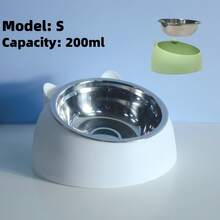 1 pieza de tazón de acero inoxidable para perros, con un diseño científico con una inclinación de 15 grados - Diseño con forma de oreja de gato y perro, plato para alimentación y bebida de mascotas, adecuado para perros y gatos pequeños y medianos, accesorio para mascotas duradero y de moda