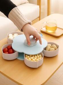 Organizador de botanas en forma de flor con 5 compartimentos y soporte para celular - Multicolor - Ver 1