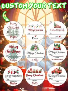 35pc Or 63pc Personalized Christmas Stickers, Supporting Text Customization, With A Size Of 4x4 Cm, Made Of PVC Material, Waterproof And Wear-Resistant, Suitable For Various Occasions.