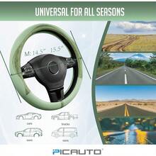 MX    PIC AUTO Steering Wheel Cover Green Patterned Leather Patchwork Design Universal Fit 14.5" 15.5" AntiSlip OdorFree Soft PU Grain Leather Durable Grip Car Accessory For Girls And Women - 綠色 - 查看 8