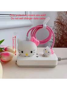 1Pc Sanrio Cute Hello Kitty Kuromi Silicone Charger Protective Case Kawaii Kitty Cat USB Cable Protector For Phone 14 13 12 11 Pro Max Fast Charging Cable Charger Head Cover