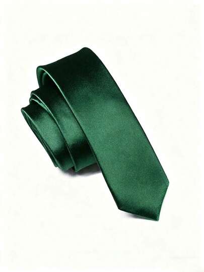 1pc Narrow 5cm Solid Color Necktie, Faux Silk Tie Accessory For Men