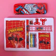 1pc Marvel Spider-Man Back To School Stationery Gift Set, School Supplies Gift Box With Notebook, Ruler, Pencil Sharpener, Suitable For Office, Writing, Gift For Family, Friends, Colleagues, Halloween, Christmas