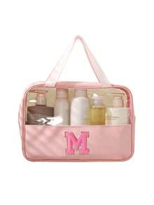 1 túi đựng đồ vệ sinh cá nhân đa năng bằng PVC, túi đựng mỹ phẩm PVC trong suốt, túi trang điểm dung tích lớn, túi trang điểm tự thiết kế chữ cái, túi đựng đồ du lịch chống thấm nước, túi đựng mỹ phẩm du lịch tối giản với nhãn dán chữ cái, thích hợp đựng mỹ phẩm, nước hoa, đi biển, trường học, phòng tắm, lễ hội, Ngày của Mẹ, Giáng sinh, món quà tuyệt vời cho mẹ, gia đình, bạn bè, túi đựng đồ vệ sinh cá nhân du lịch unisex, túi trang điểm phòng tắm. - Nhiều màu - Xem 42