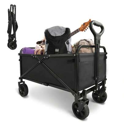 Carros plegables plegables con ruedas todo terreno, soportes para bebidas y mango ajustable, 240 libras portátil para compras, campamento, jardín