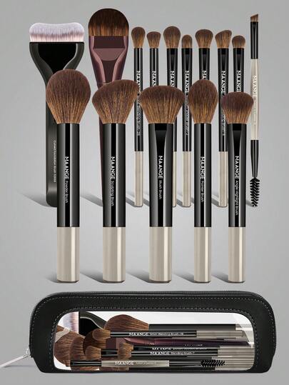 MAANGE 13件/16件/17件/18件/21件化妆工具套装，包含14支化妆刷+1个化妆包+2个粉扑配件，包括粉底刷、腮红刷、散粉刷、眼影刷、睫毛刷、眉刷、唇刷、光晕刷、遮瑕刷。美妆刷套装，旅行化妆刷套装，送给女士和女孩的礼物。化妆刷套装，化妆刷套装，化妆刷套装，全套化妆刷，化妆刷套装，全套化妆工具，化妆刷套装，化妆刷套装，化妆刷礼盒套装