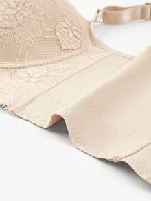 Plus Size Lace Underwire Bra - Full Coverage Supportive Lift, Sexy Embroidery Design, Suitable For Backless Tops And Daily T-Shirts - Apricot - View 9