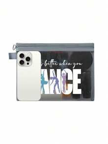 Mesh Cosmetic Bag With Dance Theme Pattern,Red Air Cushion Storage Portable Storage Bag,With The Letters "Dance" And Creative Patterns Of Dancing Girls,Makeup Bag, Skincare Bag, Travel Essentials, Dormitory Supplies, Gift For Women,Gift For Dance,Wedding Bride Gifts, Mother Gifts, Birthday Gifts,Dancers, Girls, Women Storage Bag, Gifts For Friends And Dance Teacher, Bathroom Storage,Lip Oil And Cosmetics Storage Bag.