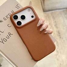 1PC Solid Color Design TPU Artificial Leather Fashion Phone Case, Compatible With IPhone 17, 16, 15, 14, 13, 12, 17Air, Plus And Pro Max Series, With Anti-Skid, Shock Absorption, Protection, And Durability, Is Suitable For Halloween Or Christmas Gift Autumn Phone Case. - Đỏ - Xem 3
