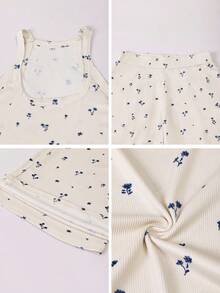 GAOVOT Women's Two Pieces Summer Home Leisure Sports Running Exercise Print Sleeveless Vest Top And Loose Wide Leg Straight Pant Suit