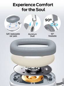 Tagry سماعات بلوتوث قابلة للتعديل، سماعات لاسلكية للهاتف / الكمبيوتر / الجهاز اللوحي، اللون: فضي