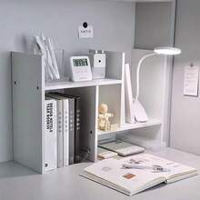 1pc Simple Minimalist Dorm Desk Organizer Shelf, White Wooden Creative Desktop Storage Rack - Multicolor - View 6