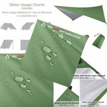 Hammock Camping Tarp Rain Fly Waterproof Tent Shelter Awning Sunshade Cloth Picnic Mat For Outdoor Hiking Beach Backpacking Included Guy Lines And Stakes - 01綠色 - 查看 1