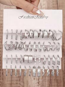 12–60 Pcs Silver Women's Earrings Set – Elegant Faux Pearl Hoops For Daily Wear, Office Chic & Special Occasions