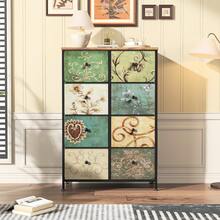 Caluself Cassettiera con 5/7/8/9 cassetti in tessuto, mobiletto portaoggetti, credenza con cassetti in tessuto, cassettiera per cucina, ufficio, corridoio, mobile TV con cassetti in tessuto, con robusta struttura in acciaio, stile bohémien - Blu - Visualizzare 6