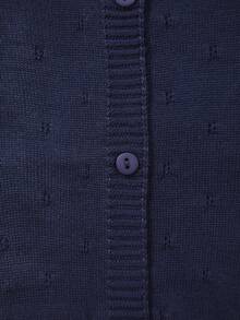 婴儿针织圆领穿孔纯色针织开衫 - 寶藍色 - 查看 3