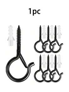 1/5 重型金属螺丝挂钩，室内外皆宜 - 完美悬挂植物、LED 灯、风铃和车库装饰。金属弹簧 Q 型挂钩、黑色 S 型挂钩、带固定扣件的防风螺丝、植物/灯挂钩、不锈钢橱柜挂钩 - 彩色 - 查看 13