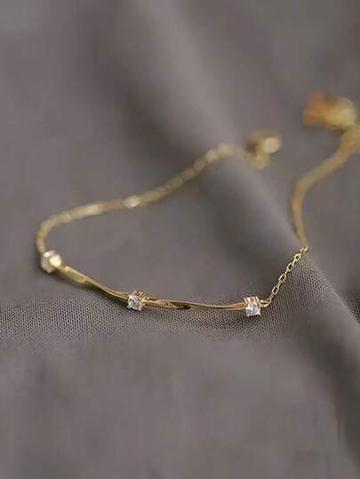 سوار فضة عيار 925 للسيدات من نوع موبيوس، مطلي بذهب عيار 14 قيراط ومرصع بالماس، سوار سيدات عصري، بتصميم بسيط وفريد، إحساس فاخر، سوار للصديقة المقربة، هدية