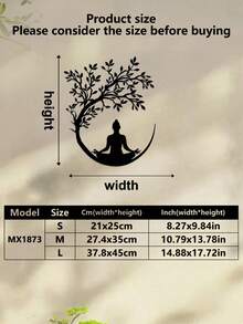 1 Stück Lebensbaum und Buddha Metallwanddekoration, Yoga Pose Blumenmuster, einfache Zen Dekoration, für Wohnzimmer, Geschäftslobby, Aufhängedekoration, Fitnessstudio, Yogastudio, geeignet für Umzug in neues Zuhause, Weihnachten, Frühlingsfest, Halloween, ideales buddhistisches Geschenk für Mönche und Praktizierende