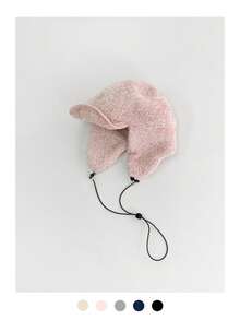 1 件复古字母蓬松领带捕兽帽，女士保暖耳罩羊毛飞行员帽，冬季甜心辣妹保暖领带帽檐棒球帽，新款加厚防风防寒棒球帽