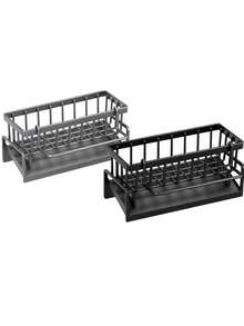 2-In-1 Kitchen Storage Rack, Efficient Draining Kitchen Sponge Holder, Soap Dish, Dishcloth Rack, Durable Plastic Material, Sink Draining Rack, Draining Basket, Multi-Functional Countertop Dish Soap Sponge Storage Rack, Long-Lasting, Kitchen Accessories, Home Essential, Storage Rack, Wedding - Multicolor - View 13