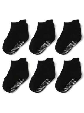 6 Pairs Kids Anti-Slip Ankle Socks, Toddler Solid Color Dot Grip Floor Socks