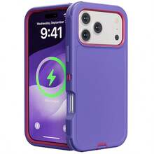 Suitable 17/16/15/14/13 Series Three-Layer Thickened Heavy-Duty Protective Case, Heavy-Duty Anti-Fall Full-Body Strong Shockproof Three-Layer Sturdy Protective Mobile Phone Case, 3-In-1 Sturdy And Durable Protective Case, Halloween, Christmas, Easter And Thanksgiving, Perfect Male/Girlfriend Holiday And Birthday Gift Selection - 紫粉紅色 - 查看 16