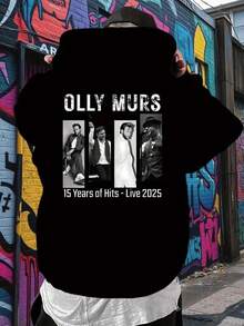 MURS Hoodie, Y Music Print Men's Fashionable Hooded Sweatshirt, Casual Style Top For Autumn And Winter, Everyday Hoodie, Graphic Print, Cozy Material, Printed Sweatshirt,Fall Hoodies,Men's Fall Clothes,Street Wear,Halloween,Mens Hoodies,Y2k Clothes,Jesus Hoodie,Thanksgiving Day,Nightmare Before Christmas,Christmas - 黑色 - 查看 1