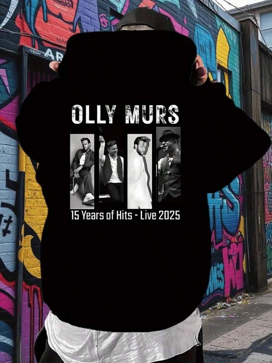 MURS Hoodie, Y Music Print Men's Fashionable Hooded Sweatshirt, Casual Style Top For Autumn And Winter, Everyday Hoodie, Graphic Print, Cozy Material, Printed Sweatshirt,Fall Hoodies,Men's Fall Clothes,Street Wear,Halloween,Mens Hoodies,Y2k Clothes,Jesus Hoodie,Thanksgiving Day,Nightmare Before Christmas,Christmas - 黑色 - 查看 1