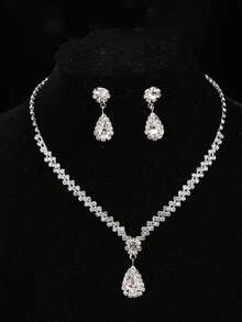 4 件套公主项链套装、皇冠项链套装、水晶级儿童派对头饰、豪华皇冠项链礼盒，适合节日、婚礼、庆典 - 銀色 - 查看 2