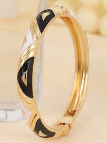 1 pieza Brazalete estilo vintage chapado en oro con esmalte, brazalete dorado, accesorio de joyería para mujeres y niñas, adecuado para la Gala Met, festivales de música, fiestas de lujo, regalo de coleccionista de lujo