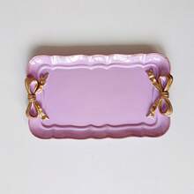1 pieza Elegante bandeja decorativa de resina vintage hecha a mano en color rosa con lazo - Caja de almacenamiento de joyas de lujo, decoración del hogar de moda, bandeja de resina estilo vintage, organizador de joyas, caja de almacenamiento de cosméticos, bandeja de resina con mariposa vintage, prop de fotografía, decoración de habitación, decoración de boda, bandeja para toallas y almacenamiento, bandeja para anillos, collares, pulseras y aretes