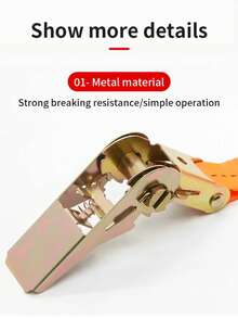 Tensor de trinquete de correa de carga, tensor de fijación de vagón de carga para transportar equipaje y mercancías, para uso en exteriores y camping. La cinta está hecha de poliéster, la cabeza de tensado y fijación está hecha de aleación de zinc, el ancho de la cinta es de 2,5 cm y se puede usar varias veces.