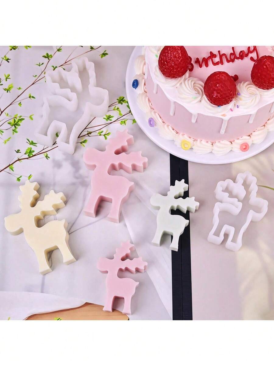 Christmas Reindeer Small/Medium/Large Candle Silicone Mold, DIY Resin, Plaster Decor Mold, Multi-Purpose Craft Mold
