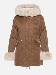 Parka Jacket With Hood And Detachable Fur Trims - Beige - View 6