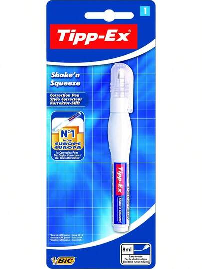 Tipp-Ex Shake'n Squeeze Correction Pen – Pack Of 1 - Quick-Drying With Soft, Squeezable Barrel (8 Ml)